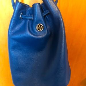 Tory Burch Blue Leather Bucket/Shoulder Bag